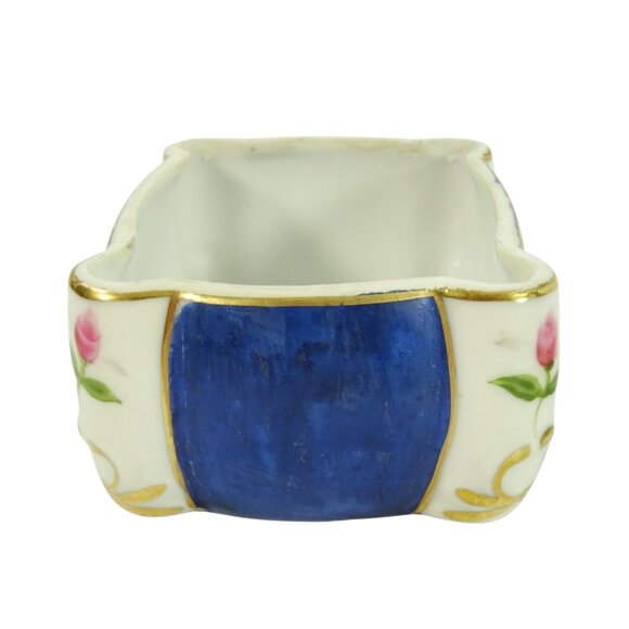 Vintage Made in Occupied Japan Porcelain Trinket Cigarette Box w 2 Ashtrays Blue - Picture 8 of 15